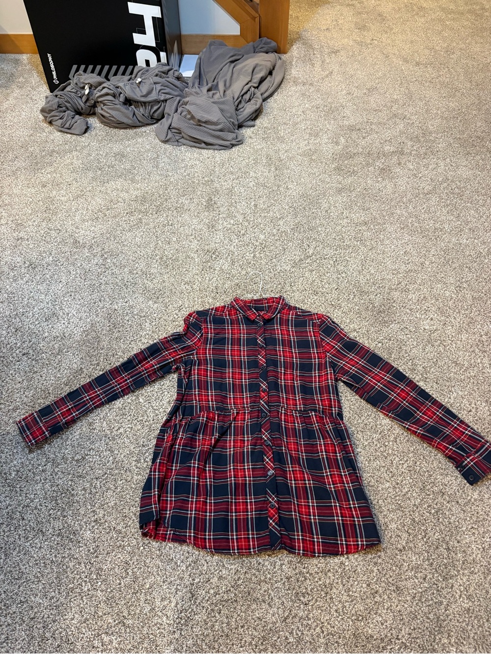 beachlunchlounge Red and Navy Plaid Button-Down Top